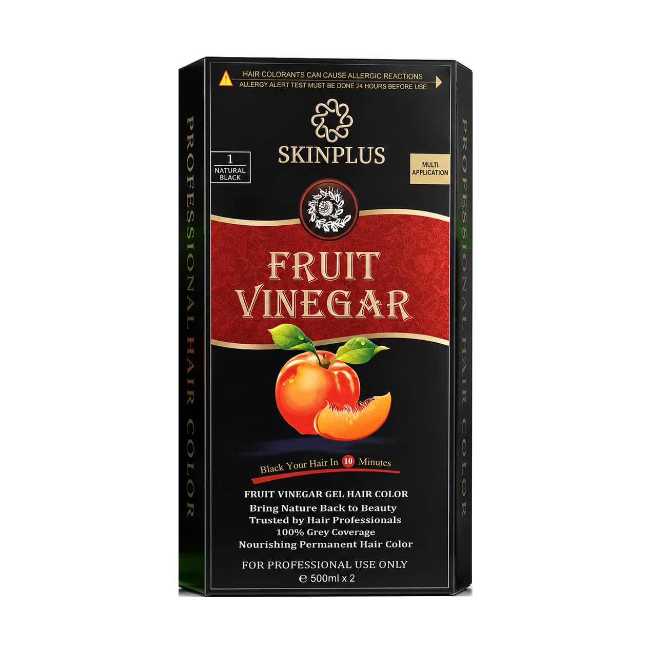 SKINPLUS Fruit Vinegar Black Gel Color Professions Hair Colour, 500mlx2